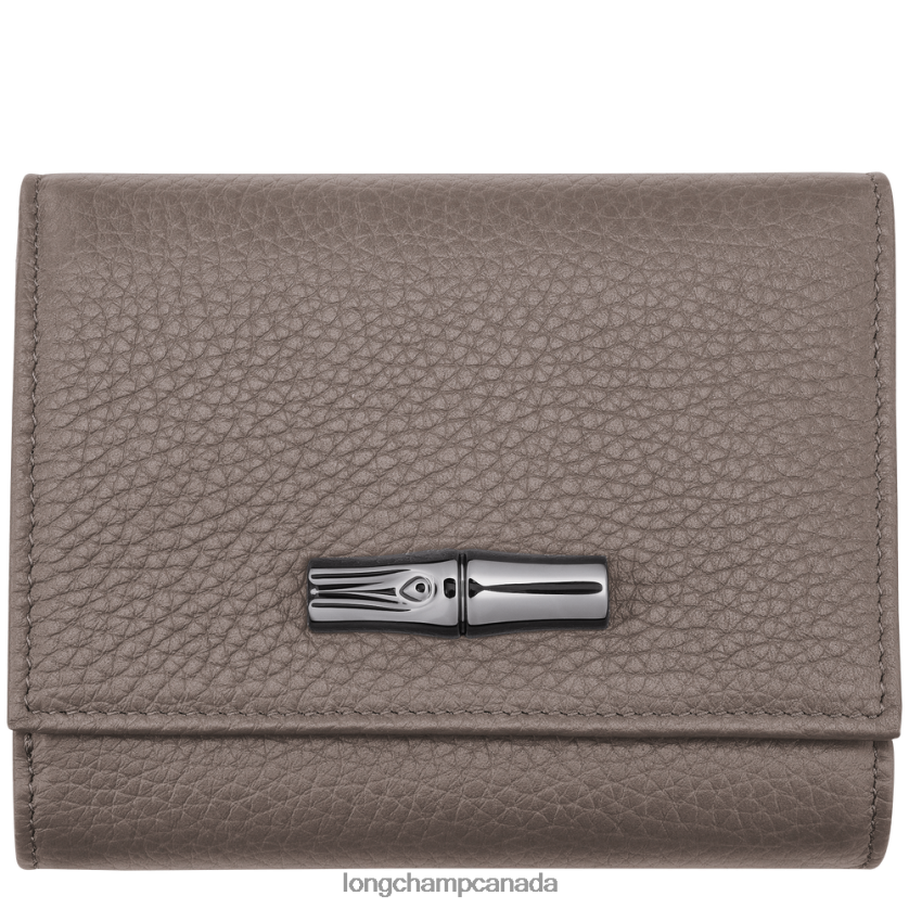 Longchamp Roseau Essential Wallet Grey Women Leather Goods 2XXDPB573