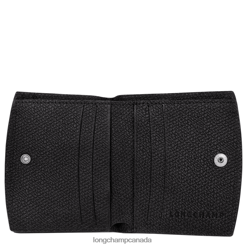 Longchamp Roseau Wallet Black Women Leather Goods 2XXDPB581