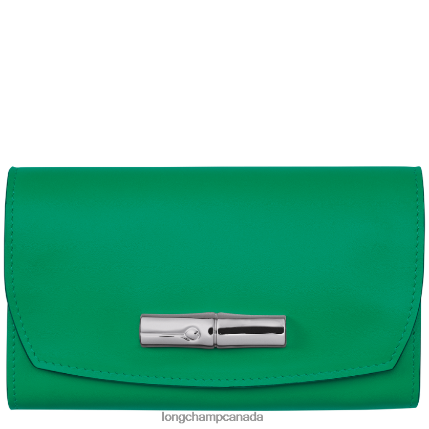 Longchamp Roseau Wallet Grass/Green Light Women Leather Goods 2XXDPB563